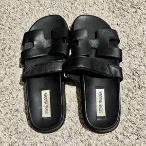 Steve Madden Black Slide Sandals